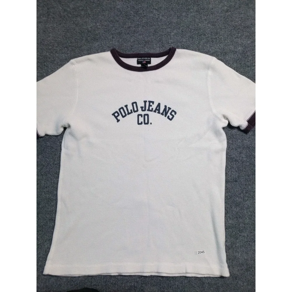 Polo Jeans Co Ralph Lauren Thermal Shirt Men's Medium White Waffle (Stain)